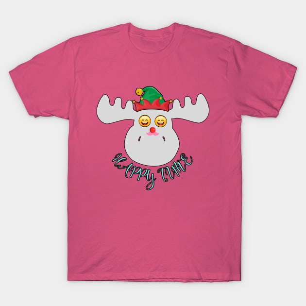 Funny Moose HAPPY TIME T-Shirt by Taz Maz Design